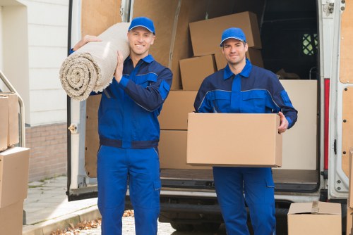 Business furniture and stock prepared for a local commercial move