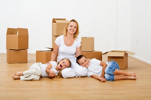 Boxes and furniture prepared for a local move in Balham