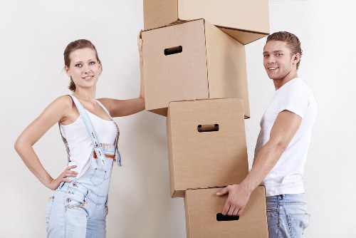 Boxes and furniture ready for a Balham apartment relocation